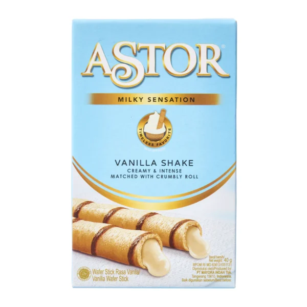 Mayora Astor Vanilla Shake Filled Wafer Rolls