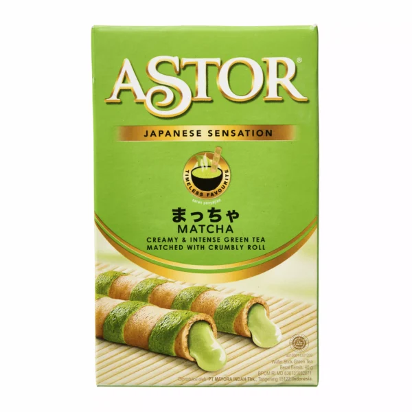 Mayora Astor Matcha Green Tea Filled Wafer Rolls