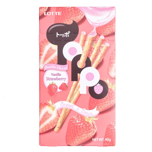 Lotte Toppo Vanilla Strawberry Filled Pretzel Sticks